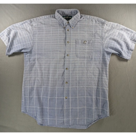 Big Dogs Other - Big Dogs Mens Vintage 90s Plaid Button Down‎ Shirt XL Blue White Short Sleeve